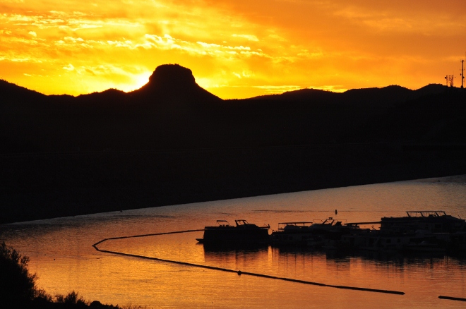 sunset on Lake Pleasant